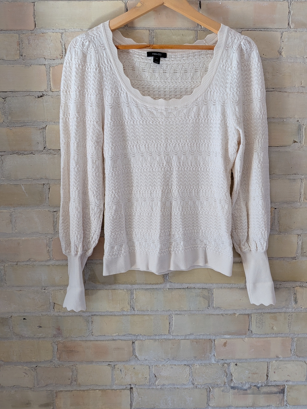 2 For $40 Ivory Scoop Neck Textured Knit Sweater